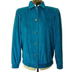 Vintage 80s Da-Rue of California Authentic Facile UltraSuede Teal Shacket, 8/10